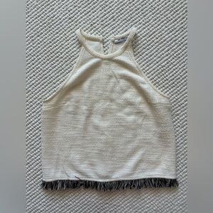 Zara Tweed Fringe Top Size Small